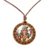 Collar de Dios Cabeza de Elefante Indio Colgante de Madera Vintage Joyería Ajustable Otoño e Invierno Collar Ganesha