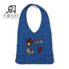 Bolso Nuevo de Punto Retro Bolso Tejido para Mujer Bolso de Lana Bordado Bolso Tote Versátil Bolso de Hombro Bolsa de Compras