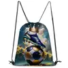Bolsa con Cordón con Patrón de Fútbol Cool del Mundial para Niños, Bolsa de Almacenamiento de Gran Capacidad, Bolsa de Almacenamiento Deportivo para Estudiantes