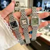 Nova Moda Kajia Moda Relógio Quadrado Feminino com Mostrador Pequeno Cravejado de Diamantes, Pulseira de Aço Leopardo, Quartzo, Modelo Feminino Estudante Atacado