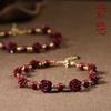 Pulseira de rosa pulseira estilo étnico pulseira da moda círculo único pulseira artesanal cor vinho tinto pulseira roxa dourada areia estilo nacional original vermelho romã