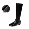 Wei Wei Girl 9966-2 Aumento de Altura Interior Botas Largas Mujer Temporada Otoño Invierno Botas Elásticas Adelgazantes Punta Redonda Botas de Jinete Adelgazantes