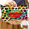 Color de Labios Rojo Transfronterizo Estampado de Leopardo Bolsa para Lápices de Gran Capacidad Billetera Pequeña para Monedas Bolsa para Lápices de Estudiante de Primaria Bolsa de Almacenamiento para Papelería
