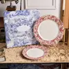 Estilo Europeo Hueso Porcelana Hortensia Azul Azul y Blanco 58 Piezas Olla Sopera Bol Plato para Pescado Bol de Arroz Cuchara para Sopa Plato de Cena Taza de Té Vajilla Fábrica Venta al por Mayor