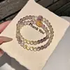 Pulseira de Ametista Natural, Mesmo Estilo da Xiaohongshu, Joia de Cristal, Pulseira de Citrino de Círculo Duplo, Presente para Melhor Amiga