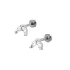 Brincos Europeus e Americanos de Aço Titânio para Lóbulo Auricular Studs de Aço Inoxidável para Cartilagem Brincos de Piercing com Zircônia Embutida Joias de Piercing para Orelha com Rosca Externa Stud para Lábio