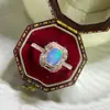 Anel Tesouro Cor Natural Pedra Principal Opala 5x 7mm Pedra Colorida Prata Esterlina Incrustado Venda Direta Transfronteiriça