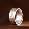 Rey Ciervo Dorado 999 Plata Pura Edición Ancha Chapado en Oro Cinco Dioses de la Riqueza Anillo Abierto Diseño Chino Anillo para Dedo Índice Joyería Unisex