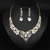 Venta caliente de comercio electrónico transfronterizo moda europea y americana traje de collar y pendientes de cristal joyería de boda nupcial joyería femenina al por mayor