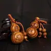 Doce Signos del Zodiaco Calabaza de Madera de Durazno con Llavero de Barra de Oro Hebilla de Cinturón de Cuero Colgante de la Suerte Zodiacal Regalo de Negocios