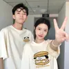 Conjunto de Manga Corta para Pareja de Algodón Peinado Puro Pani Perro Hamburguesa, Nuevo Estilo de Verano, Súper Popular