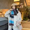 Cachecol xadrez de mohair feminino outono e inverno combinação de cores grosso longo quente estilo coreano versátil cachecol de casal atmosfera