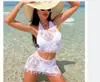 Nuevo Conjunto de Dos Piezas para Mujer 2024 Primavera y Verano, Blusa de Playa con Borlas, Falda, Bikini de Encaje