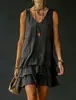 Sitio Independiente de Amazon Europeo y Americano Transfronterizo Moda Primavera/Verano 2026 Vestido Camiseta Casual Holgado de Color Sólido para Mujer