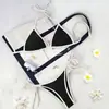 Traje de Baño Estilo Europeo y Americano para Playa de Aguas Termales Amazon, Nuevo Traje de Baño de Dos Piezas al por Mayor para Mujer, Bloques de Color Negro