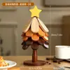 Alfombrilla de madera resistente al calor con diseño creativo de árbol de Navidad, posavasos desmontable y ensamblable, decoración de escritorio vintage, adorno de regalo navideño