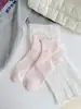 Meias de Seda de Amora com Borda Franzida para Mulheres, Meias Curtas Sem Costura para Primavera e Verão, Meias de Cano Médio Resistentes ao Odor e Absorventes de Suor, Meias Zhuji