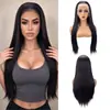 Moda Femenina Europea y Americana Peluca de Seda de Alta Temperatura Cabello Largo Lacio Tocado Raya Media 13*4 Encaje Frontal HD En Stock Venta al por Mayor