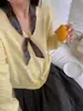 Elegante chaqueta suéter tipo bufanda con cuello en V, nuevo modelo otoño e invierno 2026, elegante, holgada, versátil, cárdigan fino de punto para mujer