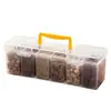 Caja portátil de plástico transparente para almacenar especias dividida, recipiente para condimentos sellado, caja de almacenamiento para productos secos y condimentos