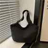 Bolso Tote Grande de Color Sólido Simple Estilo Coreano para Mujer Verano 2025 Lona Lienzo Casual Literario Bolso de Mano para Viajes de Negocios Moderno