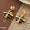 Pendientes Vintage Antiguos de Época Serie de Pintura al Óleo Van Gogh Flor de Aceite Goteante Borla de Perla Pendientes Joker Venta al por Mayor