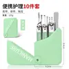 Novo Conjunto de Cortadores de Unha de Aço Inoxidável Estojo Rotativo Portátil Cortadores de Unha Anti-Salpicos Cortadores de Manicure Tesouras de Unha Cinza