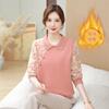 Suéter Grueso con Forro Polar Nuevo para Madres 2024 Invierno Top con Solapa para Mujer de 50 Años Camiseta Base