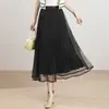 Falda plisada simple y elegante para mujer, nueva colección otoño e invierno 2026, de cintura alta, de malla, longitud media, elegante, favorecedora, con vuelo
