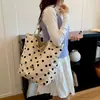 Bolso tote reversible de lunares estilo coreano 2026, gran capacidad, adecuado para ir al trabajo, casual y moderno, bolso de hombro