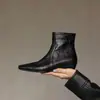 Botines Chelsea de Piel de Oveja de Alta Calidad para el Trabajo Otoño/Invierno 2026 Tacón Bajo Grueso Punta Cuadrada Botines de Piel Genuina para Mujer, Tallas 40-42