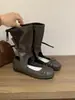 Sandálias de Design de Nicho Coreano para Mulheres 2025 Novo Verão Laço Botas de Pilha Plissadas Estilo Ballet Botas de Cano Médio