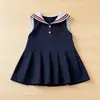 Vestido Dulce para Niñas Estilo Casual Universitario Cuello Marino Cuello Polo Transpirable Cómodo Algodón Sin Mangas Vestido de Princesa para Niñas