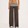 Pantalones de Yoga Plegables Transfronterizos a Rayas de Cintura Microcampana para Mujer Pantalones de Boca de Campana Ropa Deportiva Casual para Exteriores Pantalones Largos Deportivos