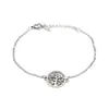 Pulsera de acero de titanio con charm de árbol de la fortuna redondo, pulsera para mujer de acero inoxidable con charm de árbol de la vida para hacer tú mismo, no se decolora, pulsera con charms del mismo estilo