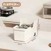 Caixa de armazenamento para cozinha com rodas, suporte para tampas de potes de tempero, prateleira de armazenamento, cesta para itens diversos, caixa de armazenamento inclinada para debaixo da pia