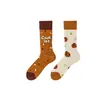 Calcetines de Moda Originales Asimétricos Estilo AB para Mujer Calcetines de Algodón de Verano Zhejiang Arte de Dibujos Animados Personalizado Calcetines de Algodón de Tubo Medio para Hombres y Mujeres