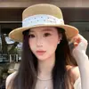 Sombrero de Paja de Estilo Francés con Lunares y Copa Plana para Mujer, Estilo Vacaciones de Verano, Sombrero Elegante para Protección Solar en la Playa y la Costa, Sombrero para Sesión de Fotos