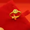 Anillo de la Suerte con Perla Ojo de Gato Imitación Oro Estilo Antiguo de Alta Calidad de la Tienda de Oro, Ajustable, Moderno, Sencillo, Versátil