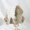 Faixa de Cabelo Elegante Estilo Lolita Japonês Miss Fula Faixa de Cabelo Lolita Corrente de Pescoço Gerando Flor Branca Chapéu de Coco Preto de Casamento