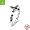 Amuleto plateado cruz original plata esterlina s925 anillo abierto europeo y americano creativo anillo de pareja femenino SCR447