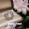 Joyas Flores Princesa Flor Sonriente Anillo de Piedra Preciosa Chica Rica Algodón de Azúcar Gipsófila Anillo de Perlas
