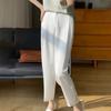 Explosões Transfronteiriças 2024 Primavera e Verão Nova Calça Cropped Feminina Elegante Simples Emagrecimento Cetim Calça Casual
