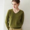 Camiseta de punto de cachemira 100% pura lista para usar de primera línea para mujer, cuello en V, suave y cerosa, agradable a la piel, suéter de punto de manga larga para mujer