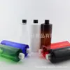 Garrafa PET Preta de 500ml com Tampa de Rosca, Frasco para Remédio Líquido, Frasco para Óleo Essencial, Garrafa Azul de 500ml com Tampa Padrão, Frasco para Gel de Banho