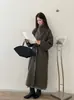 Abrigo de Lana de Doble Cara con Cuello Alto, Cinturón, Estilo Coreano, Temperamento Casual, Otoño/Invierno, Marca Grande, Abrigo Largo Grueso y Cálido