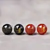 Ágata Vermelha e Preta Natural Montanha Fantasma Moedas Contas Soltas Estampagem a Ouro Galvanizada Acessórios de Contas Redondas Dupla Face para DIY Atacado
