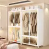 Armario de Acero Hogar Dormitorio Ropa Colcha Gabinete de Almacenamiento Armario de Pie para Niños Habitación de Alquiler Almacenamiento a Prueba de Polvo Perchero