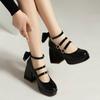 Zapatos de Mujer Lo Lolita Charol Punta Redonda Suela Gruesa Tacón Grueso Tacón Súper Alto Correa con Hebilla Zapatos Mary Jane de Tacón Alto para Mujer