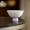 Taza de Té de Cerámica Arita con Flor de Rosa Púrpura Degradada, Base Alta, Juego de Té Kung Fu, Taza de Té Doméstica